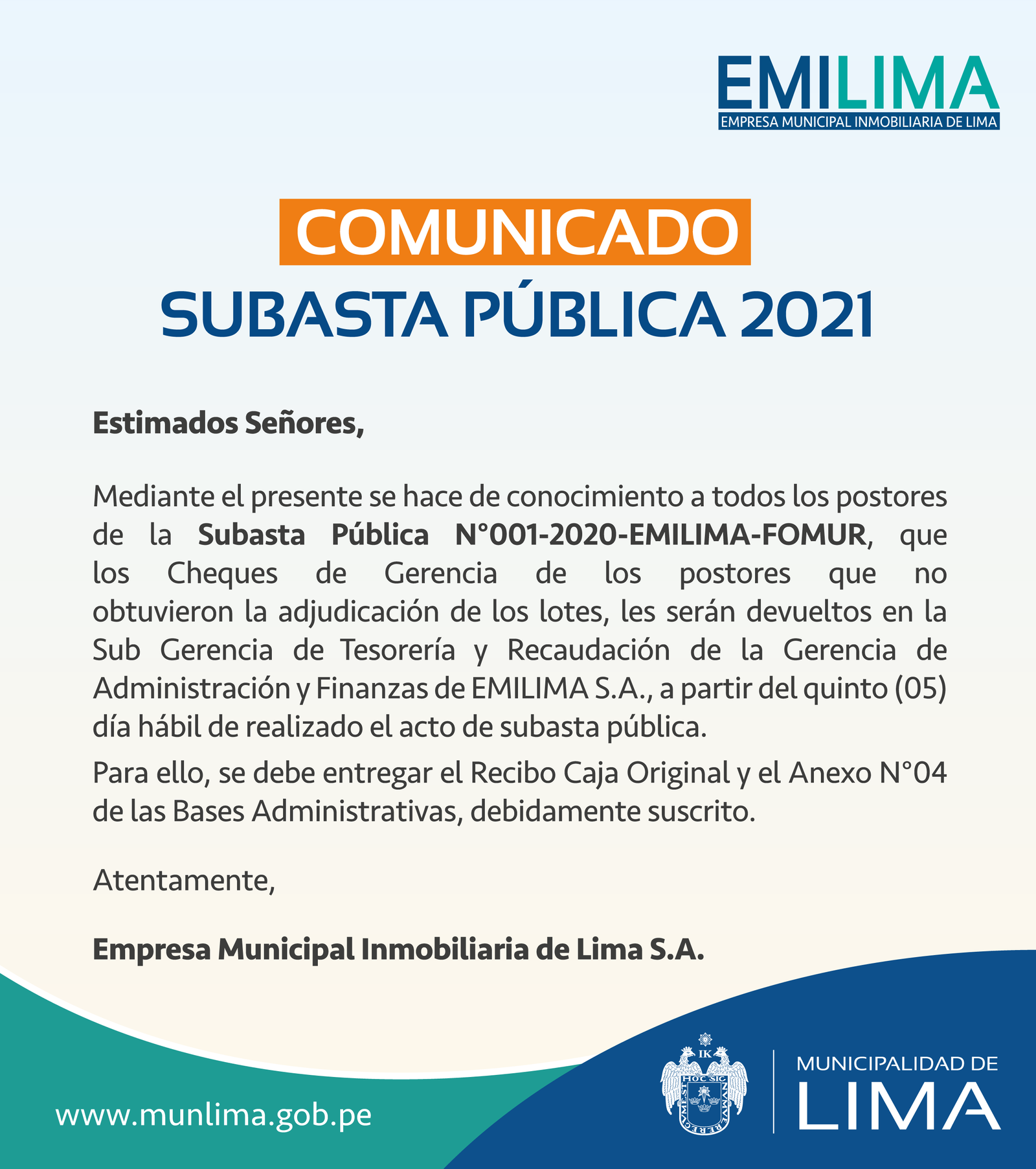 SUBASTA PÚBLICA 2021