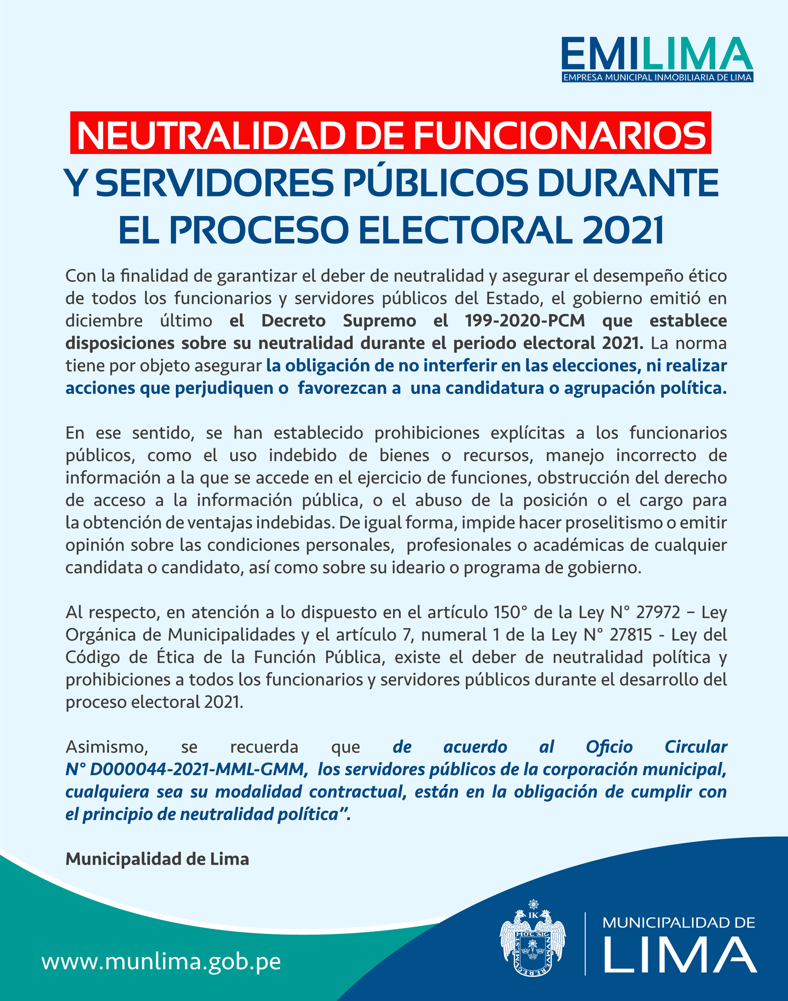 NEUTRALIDAD DE FUNCIONARIOS Y SERVIDORES PÚBLICOS DURANTE EL PROCESO ELECTORAL 2021